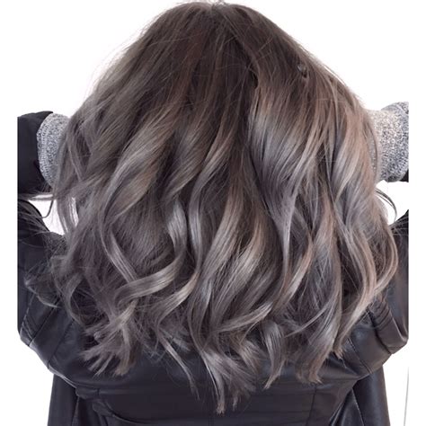 brown hair with grey highlights|grey balayage on brown hair.